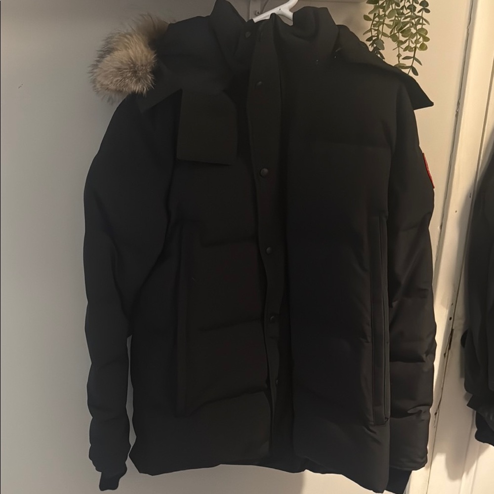 Canada Goose Black Puffer Jacket with Fur-Trimmed Hood